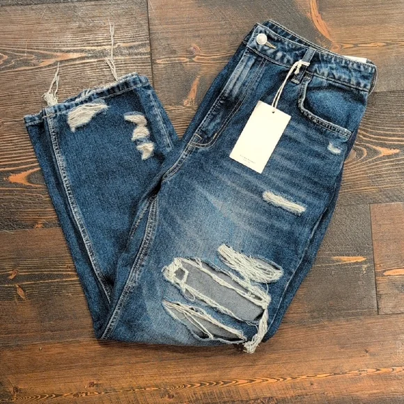 Flying Monkey Dark Blue Denim with Distressed Detail - Picture 1 of 7